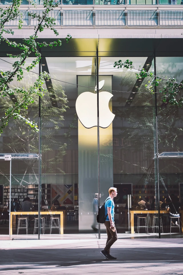 An Apple store, with the logo showing prominently. 