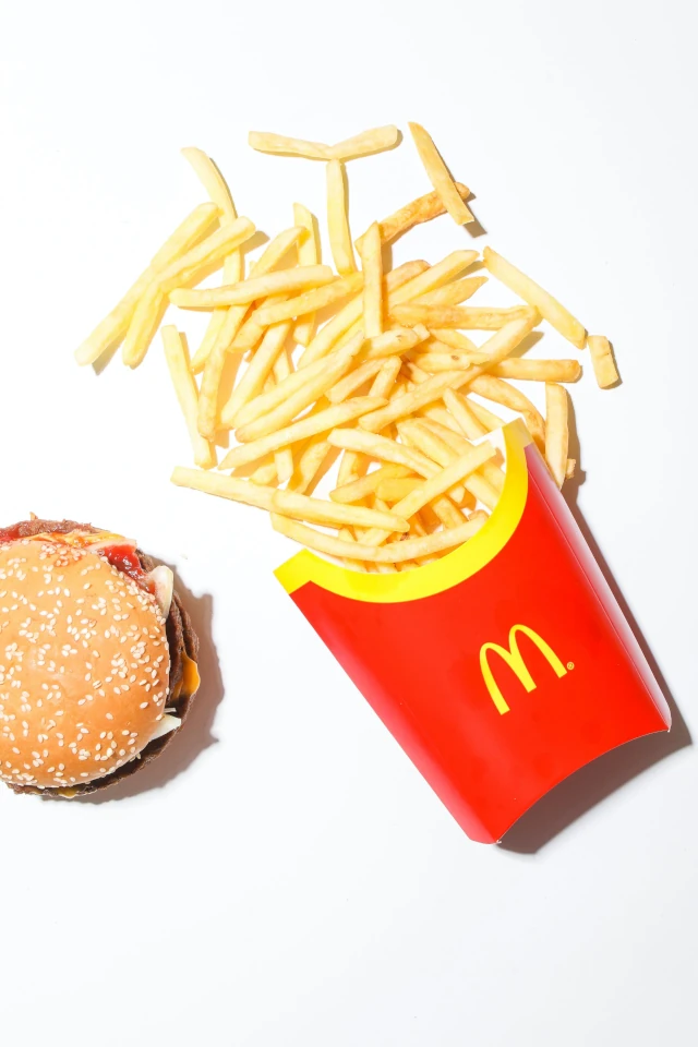 A McDonalds burger and fries. 