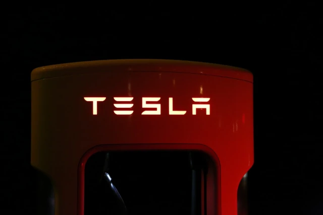 A Tesla charging station. 