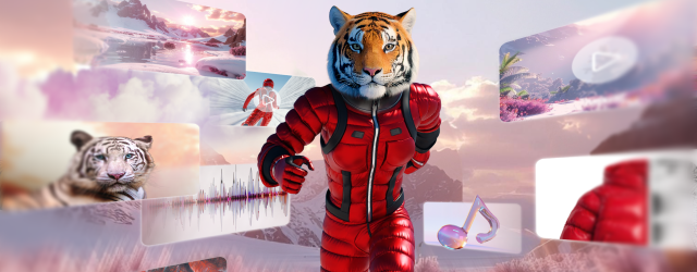 An artificially generated image of a tiger in a spacesuit.